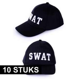 10x Politie SWAT baseball caps verkleedkleding voor volwassenen