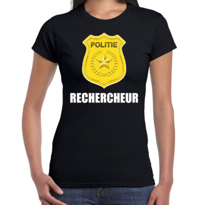 Rechercheur politie embleem carnaval t-shirt zwart voor dames