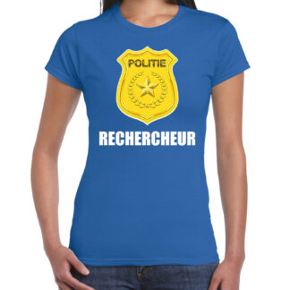 Rechercheur politie embleem carnaval t-shirt blauw voor dames