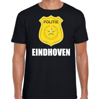 Politie embleem Eindhoven carnaval verkleed t-shirt zwart voor heren