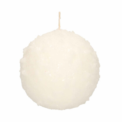 1x Witte sneeuwbal bolkaars 10 cm 67 branduren