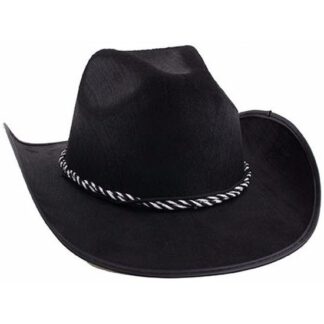 Zwarte cowboyhoeden met koord