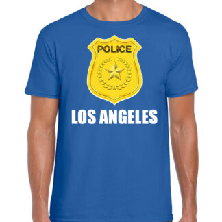 Police / politie embleem Los Angeles verkleed t-shirt blauw voor heren