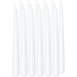 12x Witte dinerkaarsen 25 cm 8 branduren