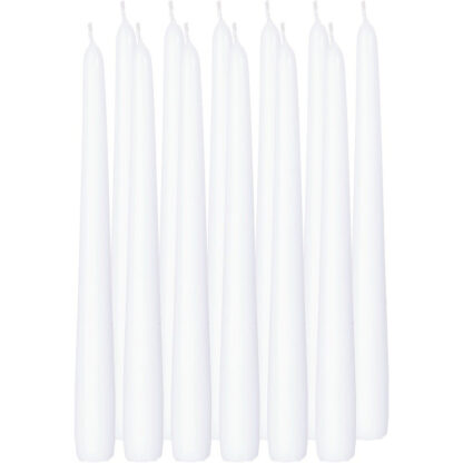 12x Witte dinerkaarsen 25 cm 8 branduren