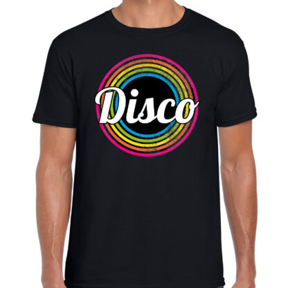 Disco verkleed t-shirt zwart voor heren - 70s