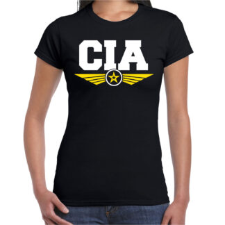 CIA agent tekst t-shirt zwart voor dames