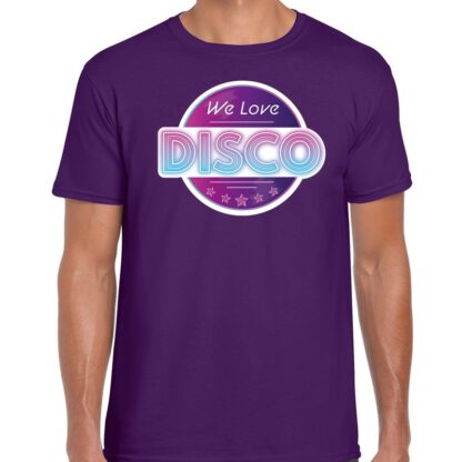 We love disco feest t-shirt paars voor heren