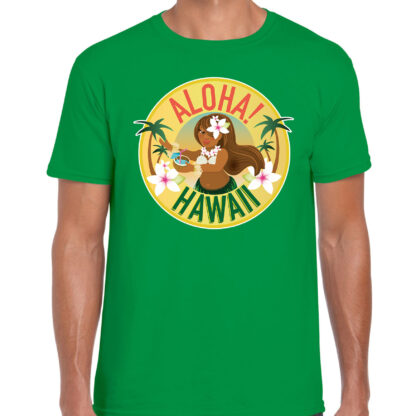 Hawaii feest t-shirt / shirt Aloha Hawaii groen voor heren