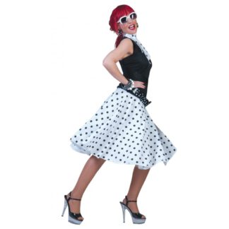 Verkleedkleding Witte Rock n Roll rok met shawl