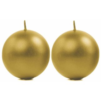 2x Bolkaarsen goud 8 cm