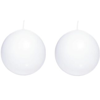 2x Witte bolkaars en7 cm 26 branduren