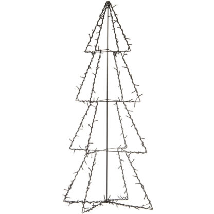 Verlichte figuren zwarte 3D lichtboom/metalen boom/kerstboom met 190 led lichtjes 117 cm