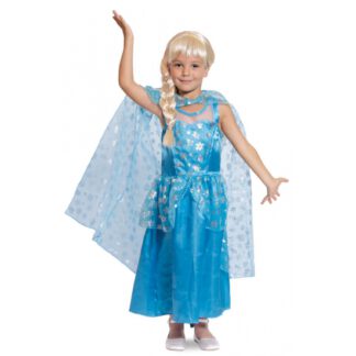 Blauwe prinsessenjurk met cape voor meisjes