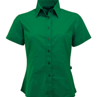 Groene katoenen damesblouse met korte mouwen